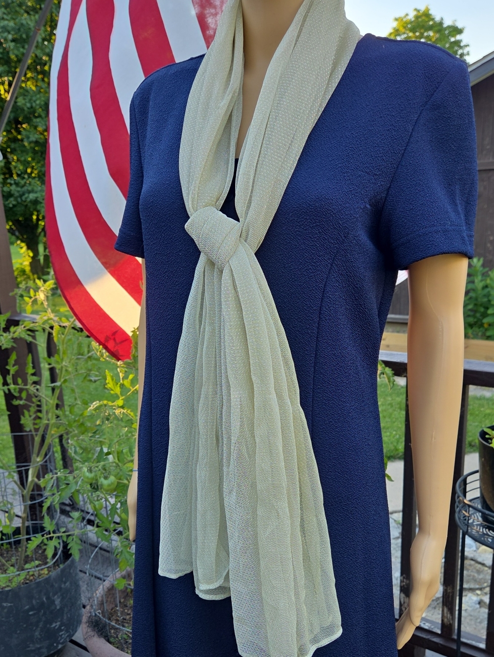 Light Cream with Metallic Flakes Scarf - Women's Accessory ☆ 70 Inches